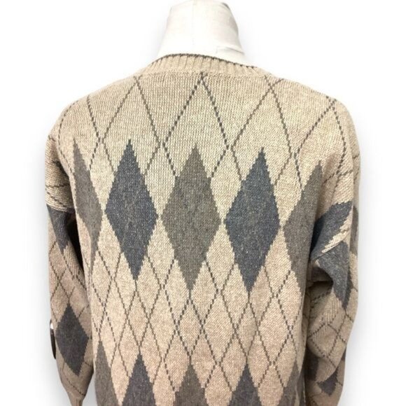 Crossings Vintage Mens Crewneck Pullover Argyle Sweater, Tan, size M - Picture 5 of 7
